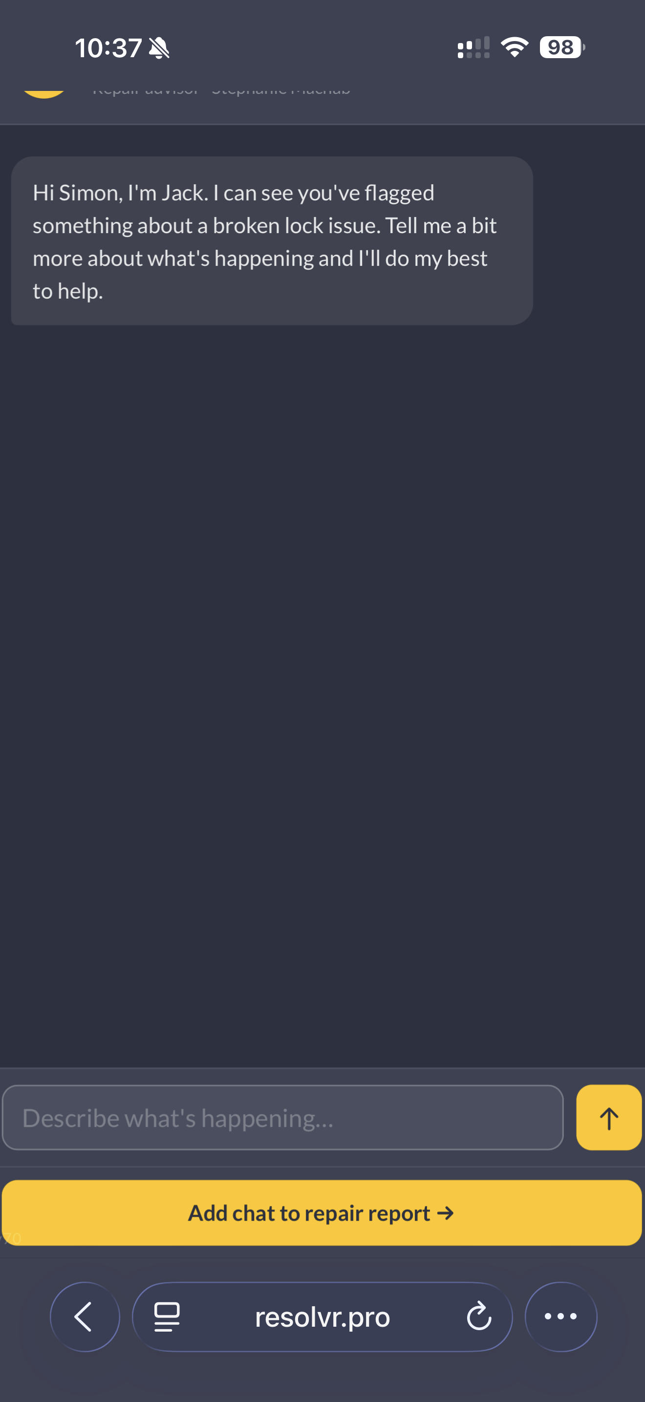 Jack AI chat screen